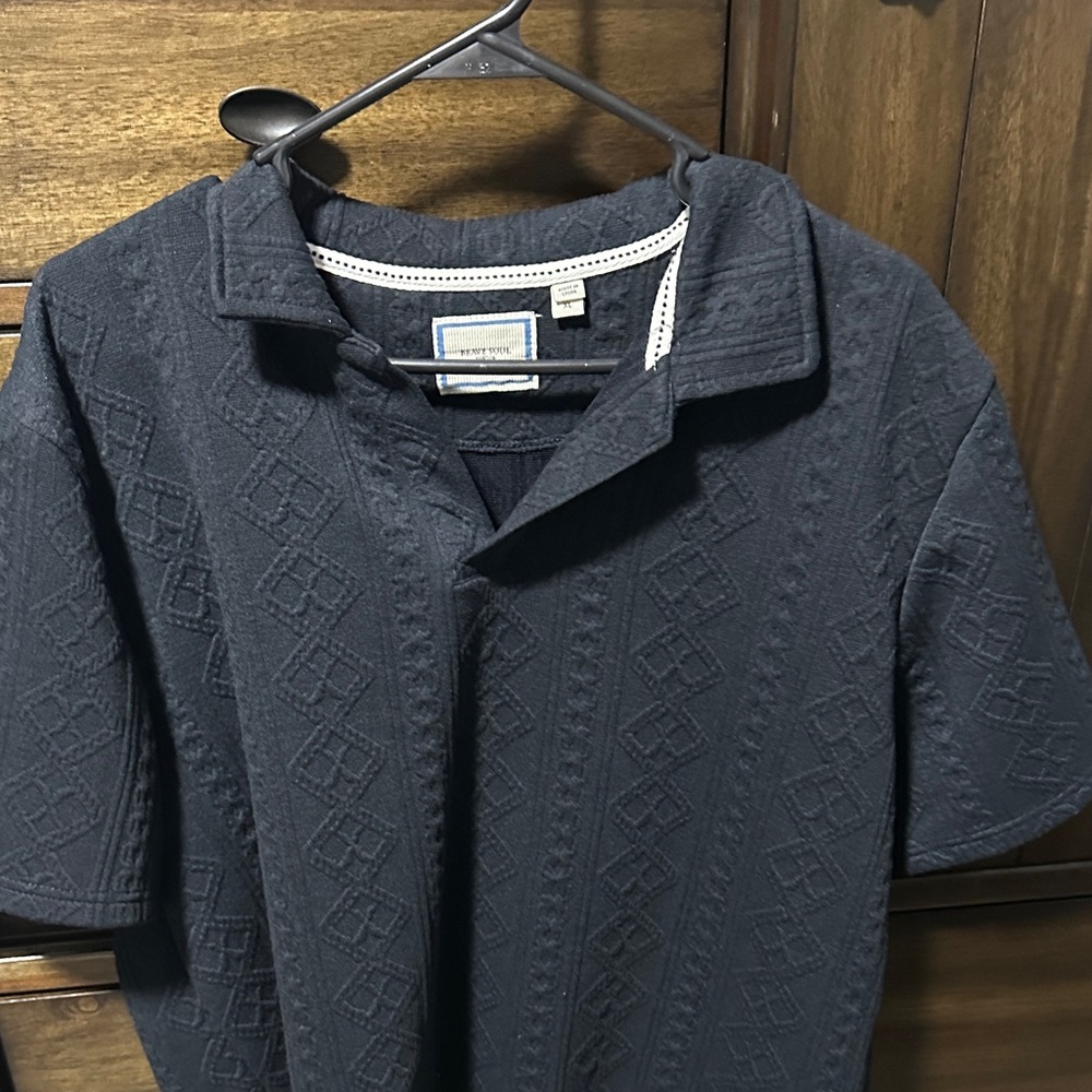 Brave Soul Dark Blue Textured Shirt